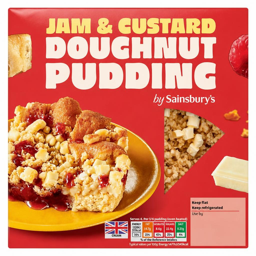 Sainsbury's Loaded 370g Jam & Custard Doughnut Dessert