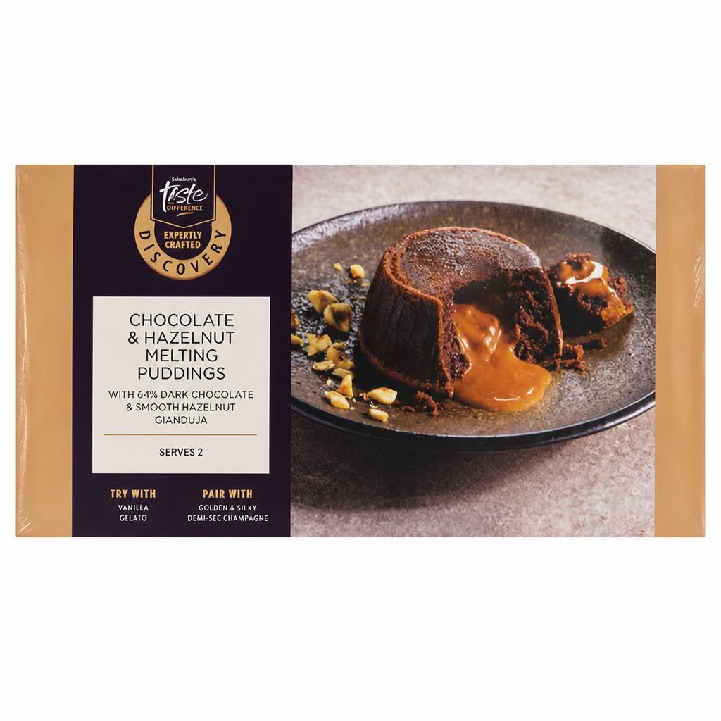 Sainsbury's Discovery 2 x 110g Chocolate & Hazelnut Melting Puddings, Taste the Difference