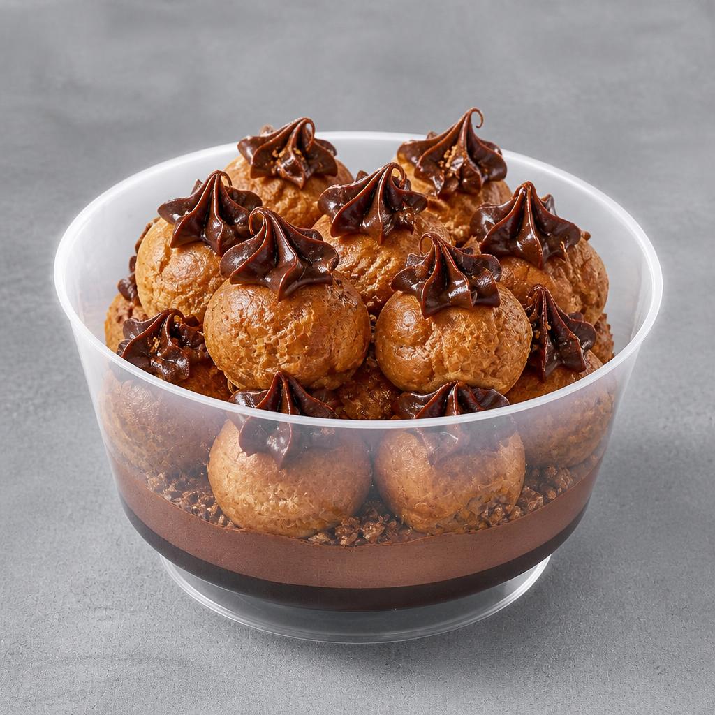 81. Tesco Finest Belgian Chocolate Billionaire Profiterole Bowl 820g (Serves 8)