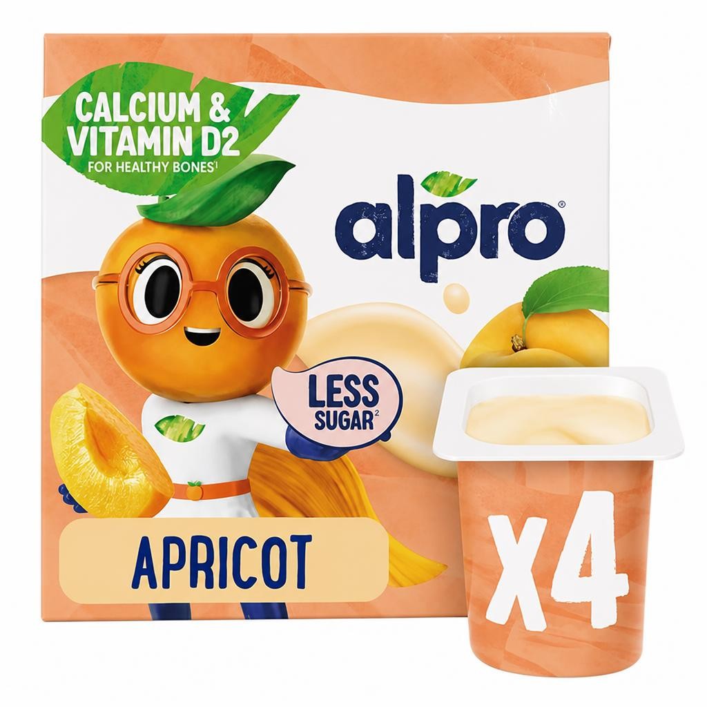 Alpro Kids 4 x 115g Soya Apricot Dairy Free Yoghurt Alternative