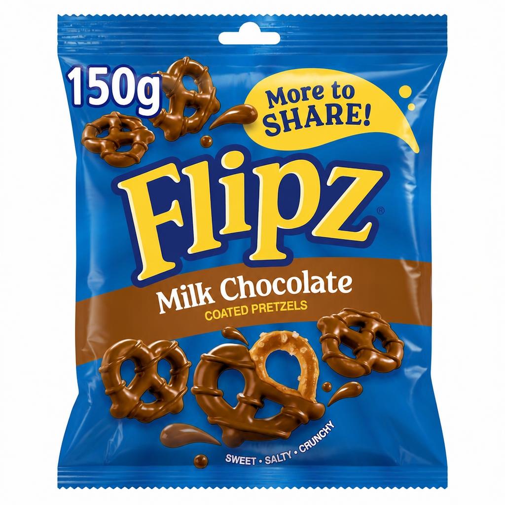 Flipz Mega Bag Milk Chocolate Coated Pretzels 150G