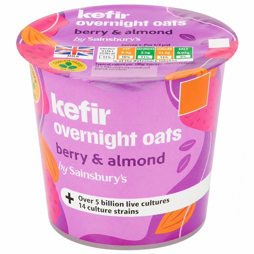 Sainsbury's 350g Berry & Almond Kefir Overnight Oats