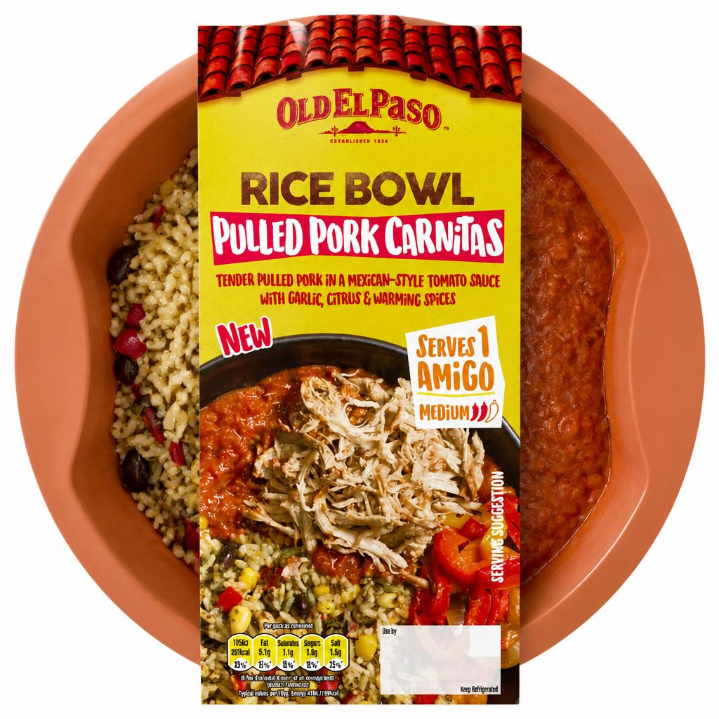 Old El Paso 375g Rice Bowl Pulled Pork Carnitas