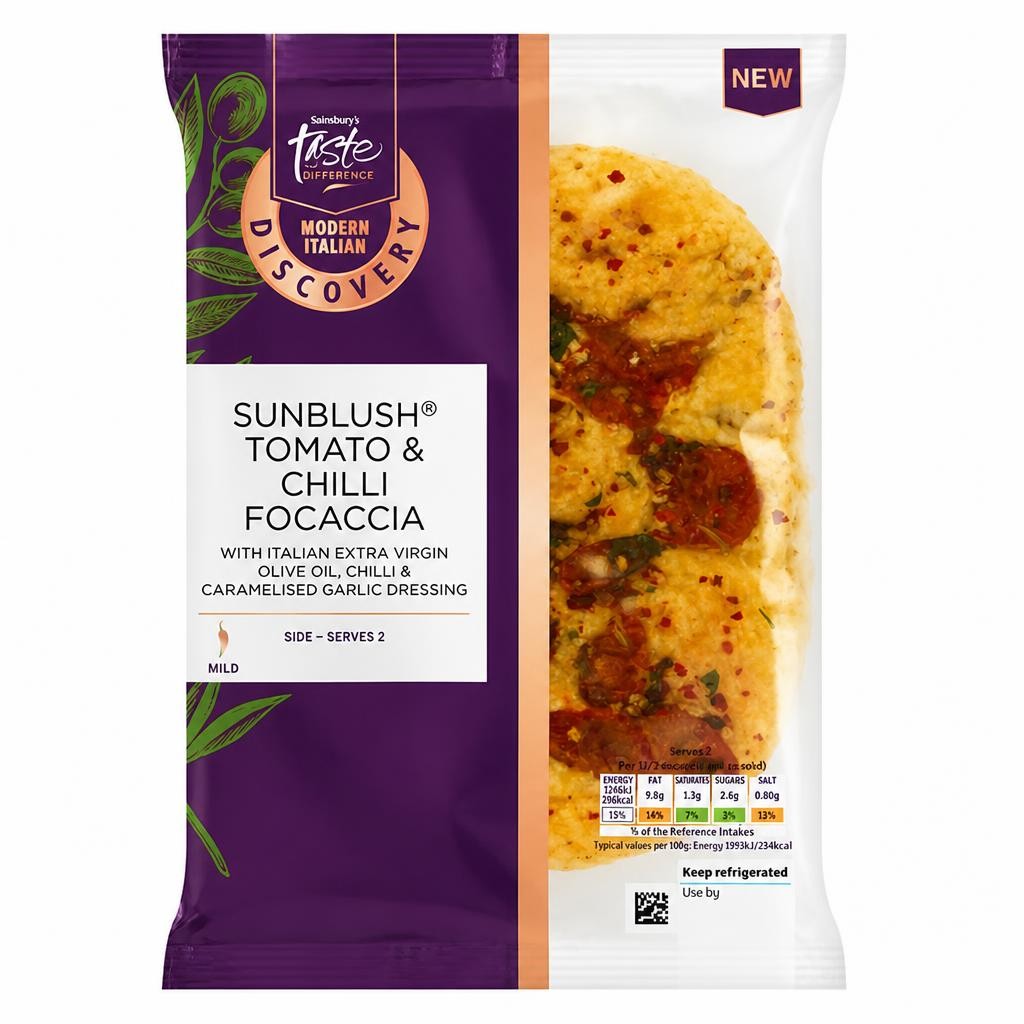 Sainsbury's Discovery 205g Sunblush Tomato & Chilli Focaccia, Taste the Difference