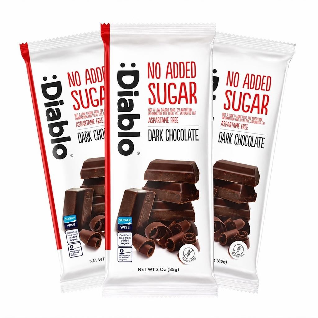 Diablo No Added Sugar Dark Chocolate Bar 85g 3 Pack