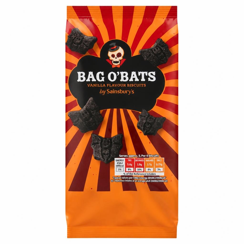 Sainsbury's 125g Bag O'Bats Vanilla Flavour Biscuits