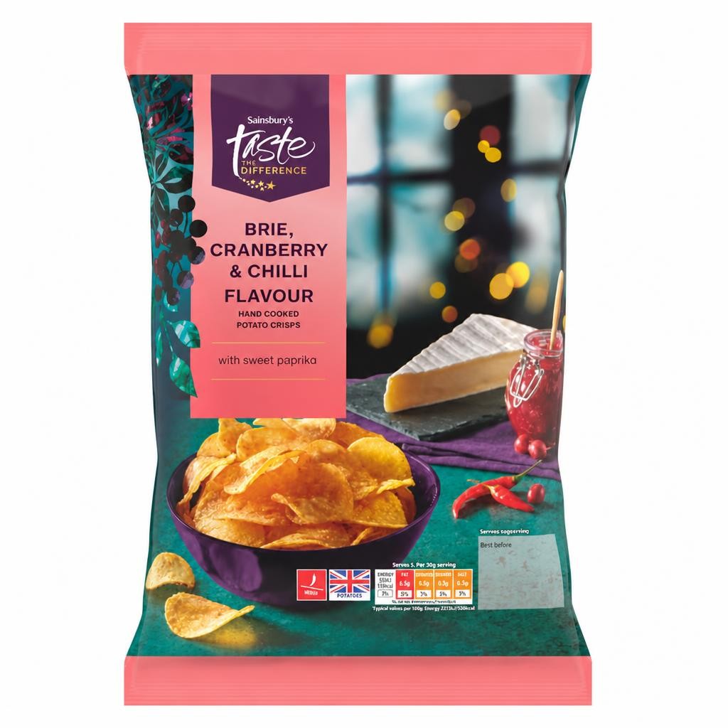 Sainsbury's 150g Chilli, Brie & Cranberry Crisps, Taste the Difference