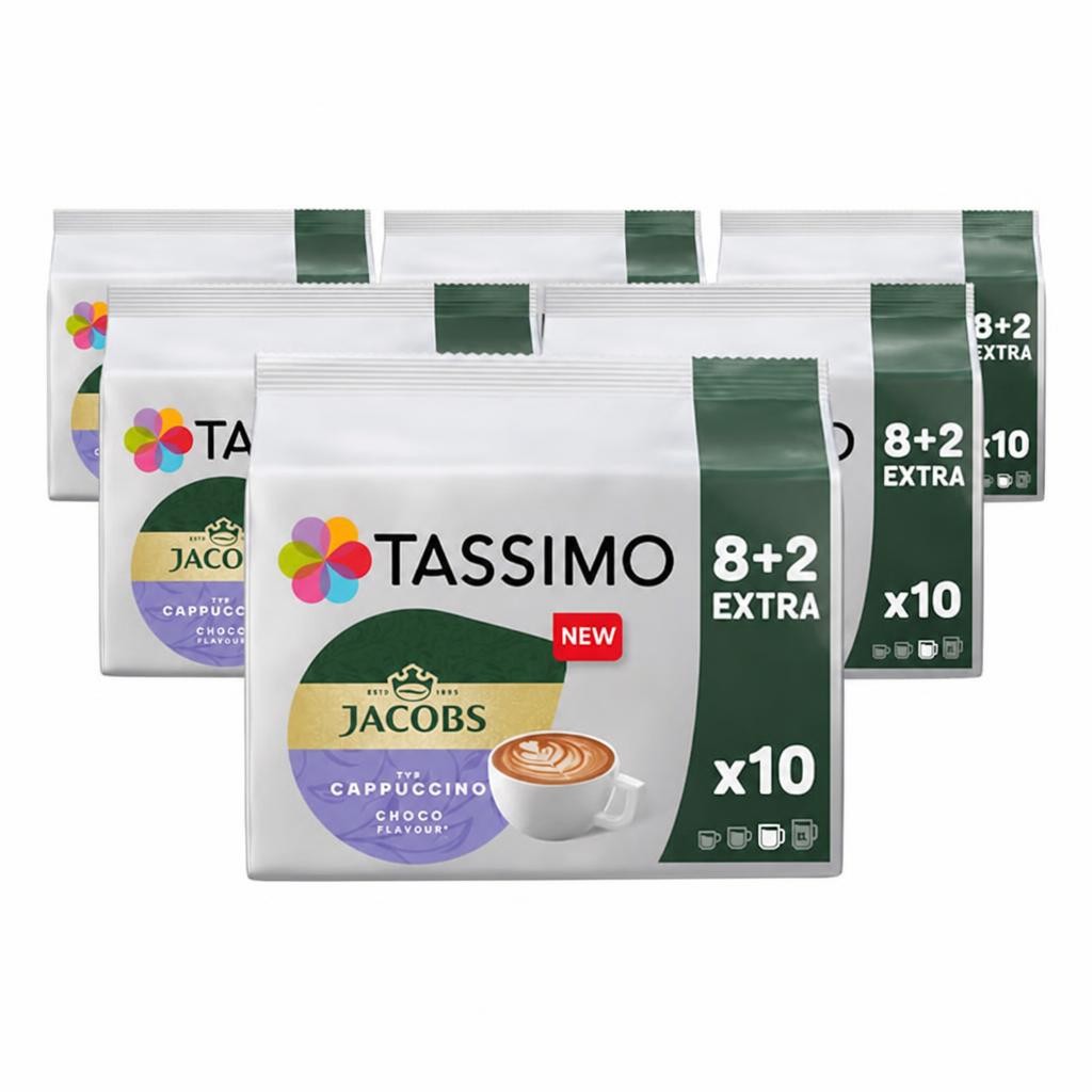 Tassimo Jacobs Cappuccino Choco Coffee Pods x10 (Pack of 5, Total 50 Pods)