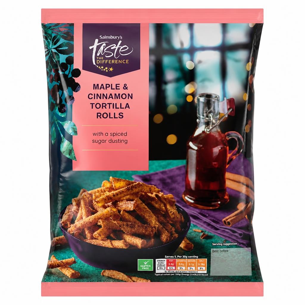 Sainsbury's 150g Maple & Cinnamon Tortilla Rolls Crisps, Taste the Difference