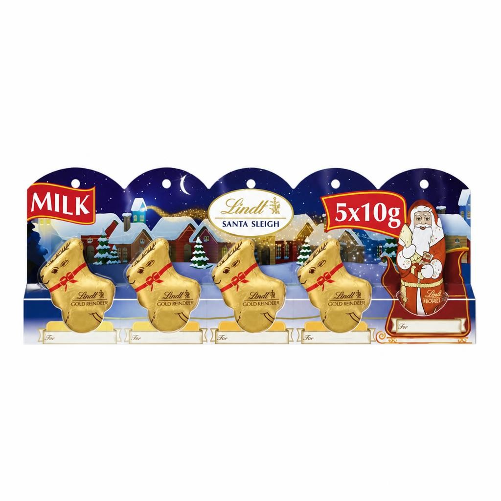 Lindt 5 x 50g Santa Sleigh Christmas Milk Chocolate