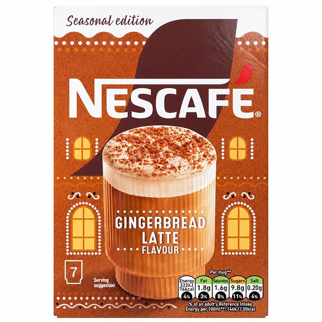 Nescafé 7 x 18.5g Gingerbread Latte Flavour Sachets, Seasonal Edition