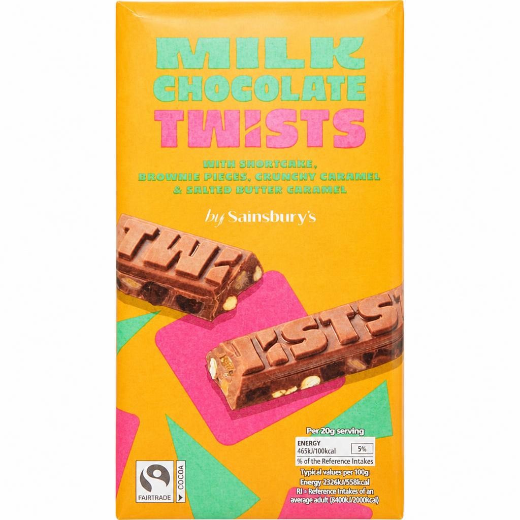Sainsbury's 140g Milk Chocolate Twists Shortcake, Brownie, Crunchy Caramel & Salted Caramel
