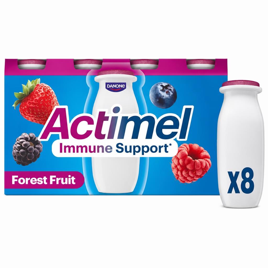Actimel Forest Fruits Immune Support Yogurt Drink 8x100g