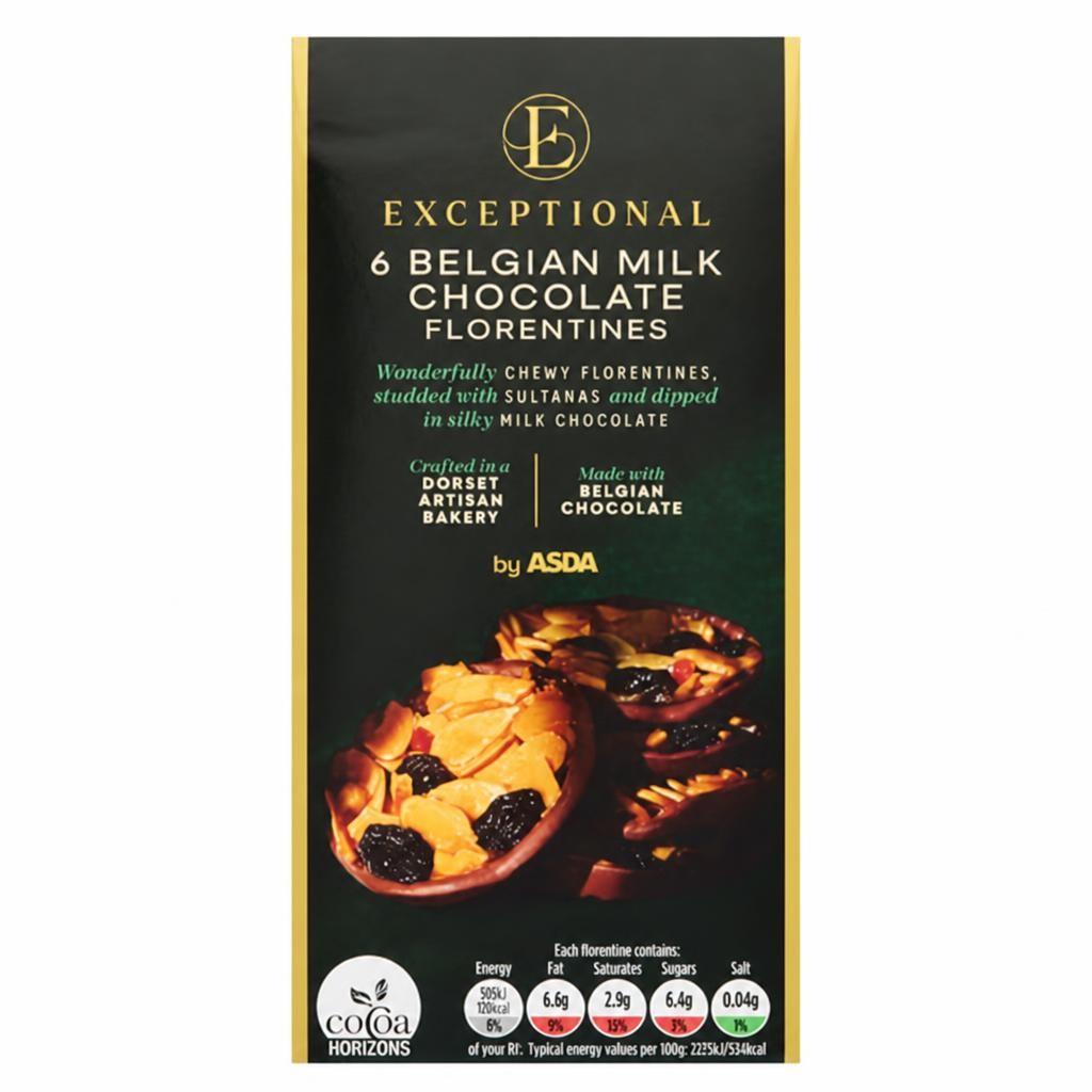 Exceptional by ASDA 6 Belgian Milk Chocolate Florentines 105g