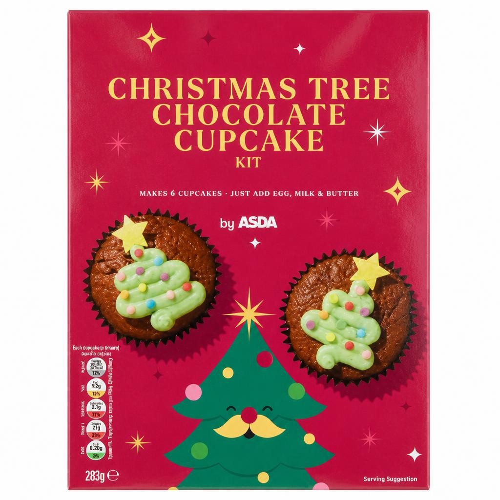 ASDA Christmas Tree Chocolate Cupcake Kit 281g
