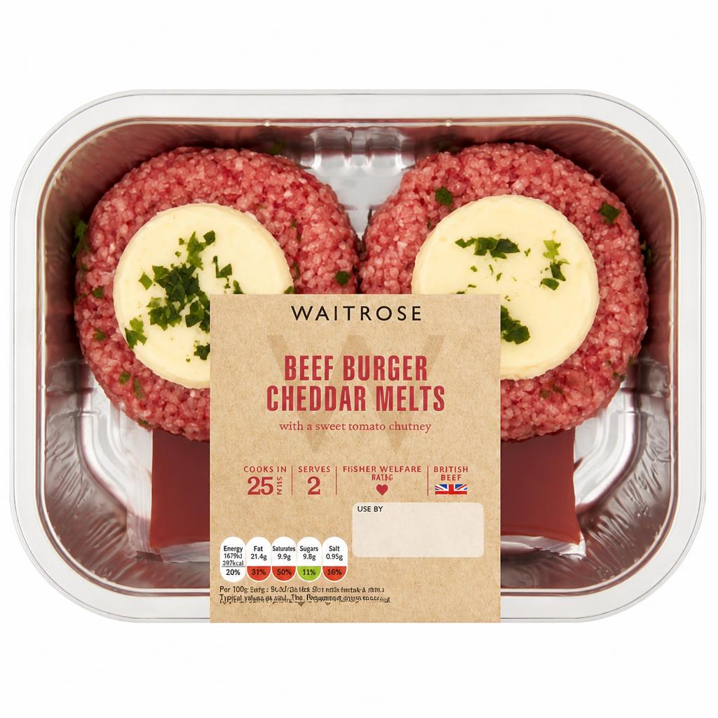 Waitrose Beef Burger Cheddar Melts