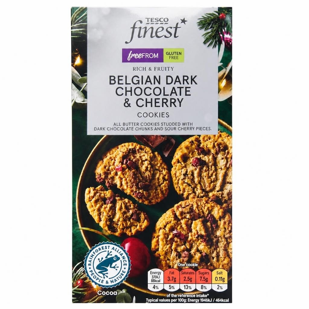Tesco Finest Free From Belgian Dark Chocolate & Cherry Cookies 150g