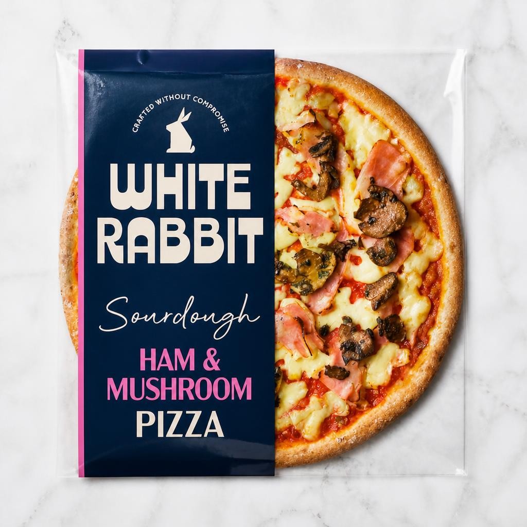 White Rabbit 389g Sourdough Prosciutto Ham & Mushroom Pizza
