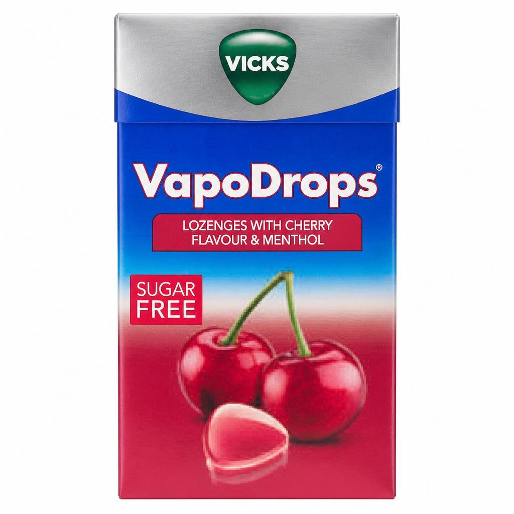 Vicks VapoDrops Lozenges With Cherry & Menthol Flavour Sugar Free 40g