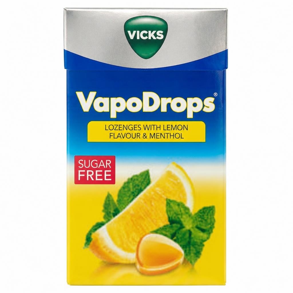 Vicks VapoDrops Lozenges With Lemon & Menthol Flavour Sugar Free 40g