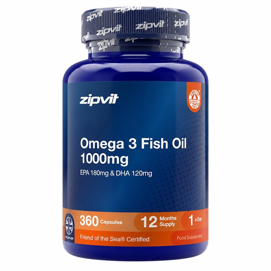Zipvit Omega 3 1000mg, Heart, Brain & Vision Support, 360 Softgels, 12-Month Supply