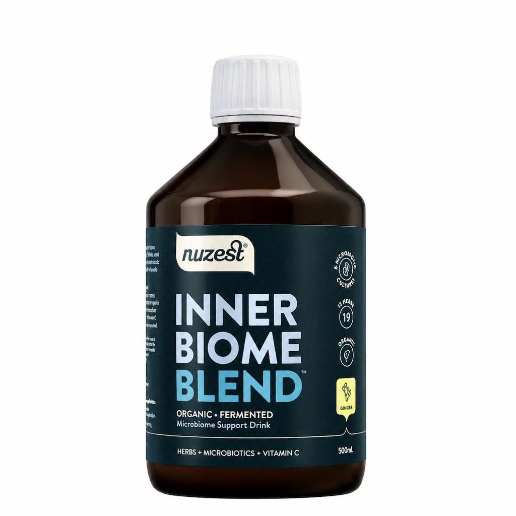 Nuzest Inner Biome Blend – Digestive Health & Microbiome Support – 8 Microbiotic Cultures, 19 Fermented Herbs - Gut Health - Vegan - Ginger