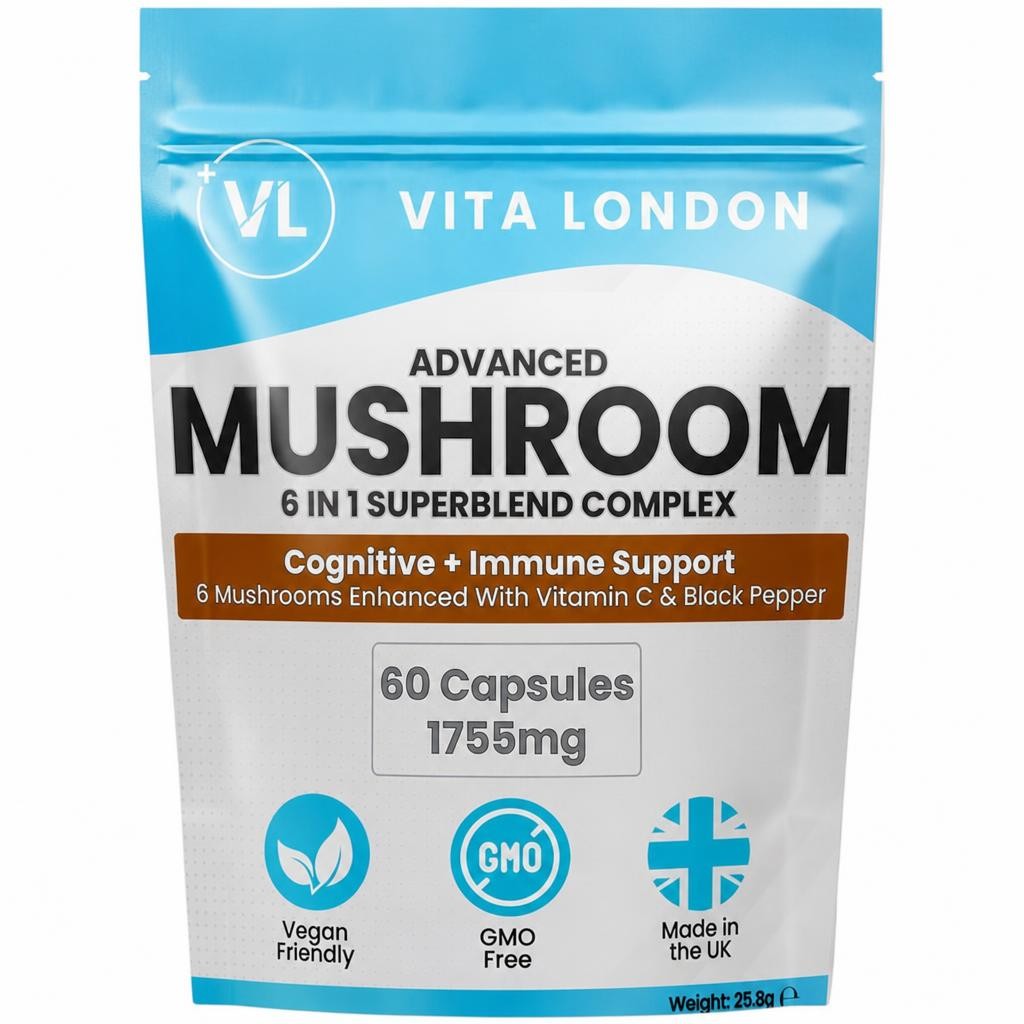 Mushroom 6 In 1 Superblend Capsules + Lions Mane - 1755mg - 60 Capsules