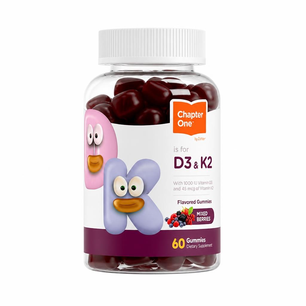 Chapter One, D3 K2 Vitamin, Contains 1000IU, Berry, 60c
