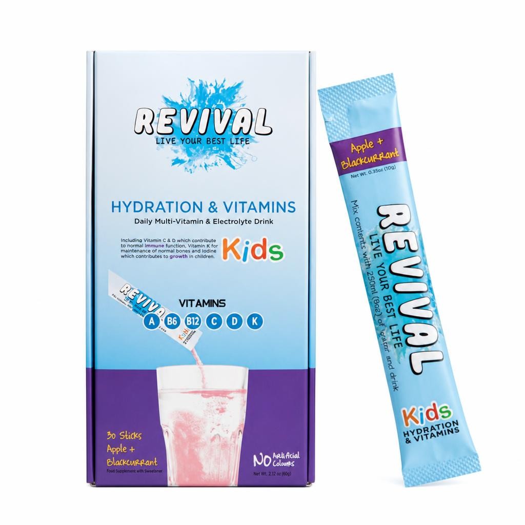 Revival KIDS - Daily Multi-Vitamin & Electrolyte Drink - Apple & Blackcurrant 30 pack