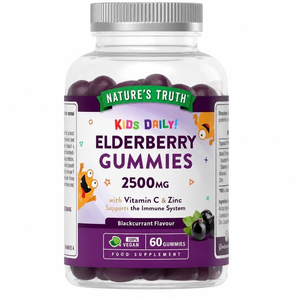 Black Elderberry Gummies For Kids 2500mg | 60 Count | Nature's Truth