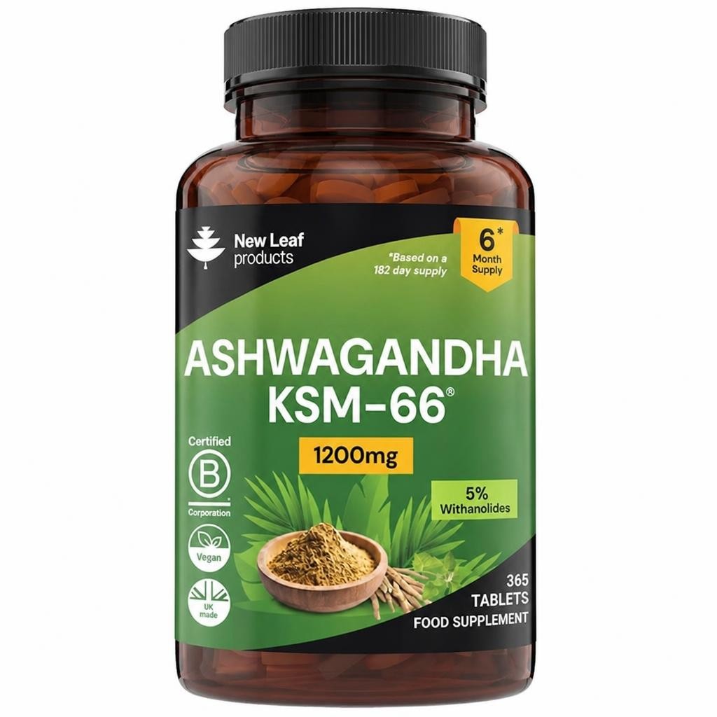 Ashwagandha KSM-66 1200mg Root Extract - 365 Vegan Tablets