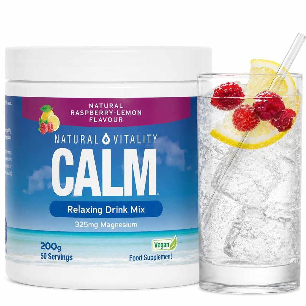 Natural Vitality CALM Magnesium Powder Supplement | Natural Raspberry Lemon Flavour | 200g