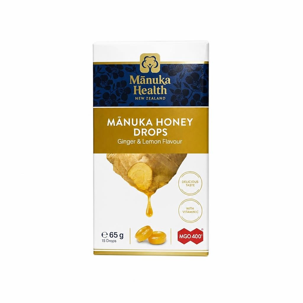 Manuka Health MGO 400+ Manuka Honey Drops with Ginger & Lemon 65g