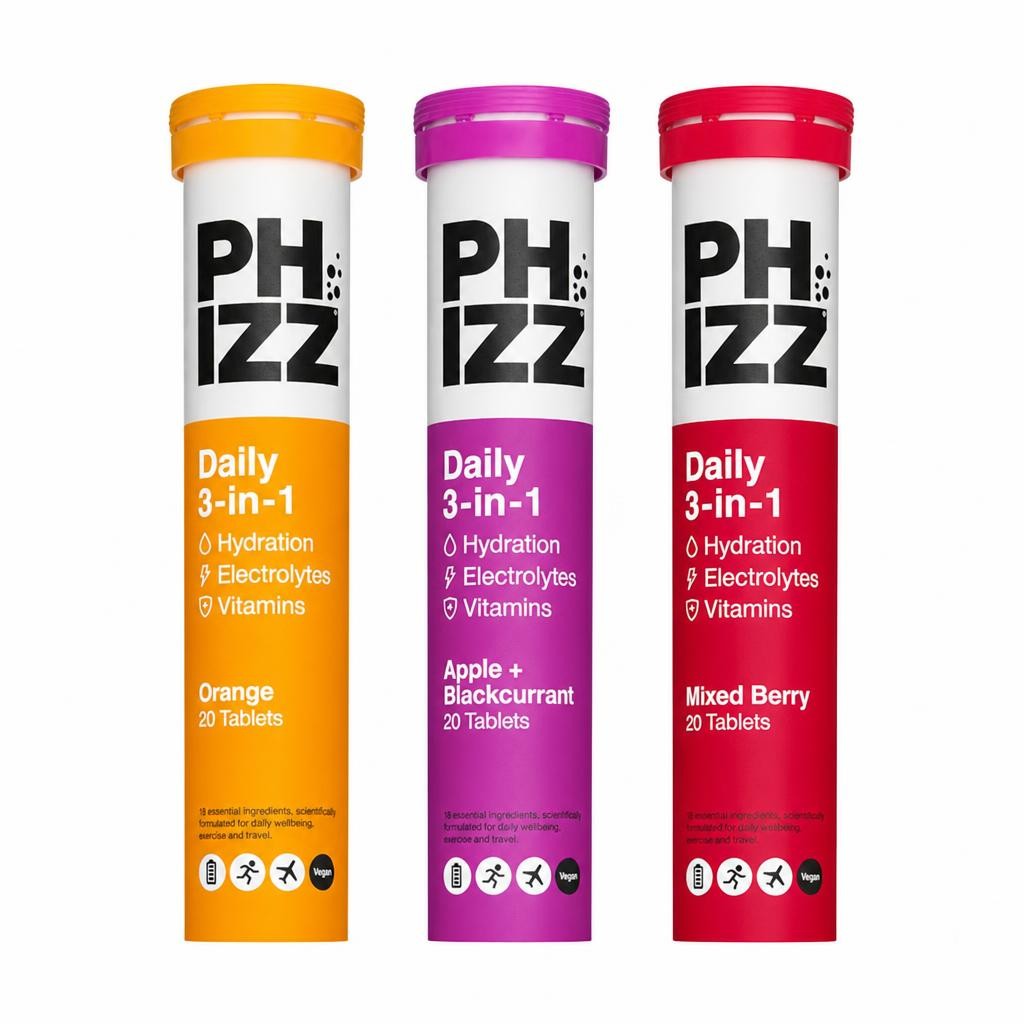 Phizz 3-in-1 Variety Pack 1 Hydration, Electrolytes and Vitamins Effervescent (60 Tablets)