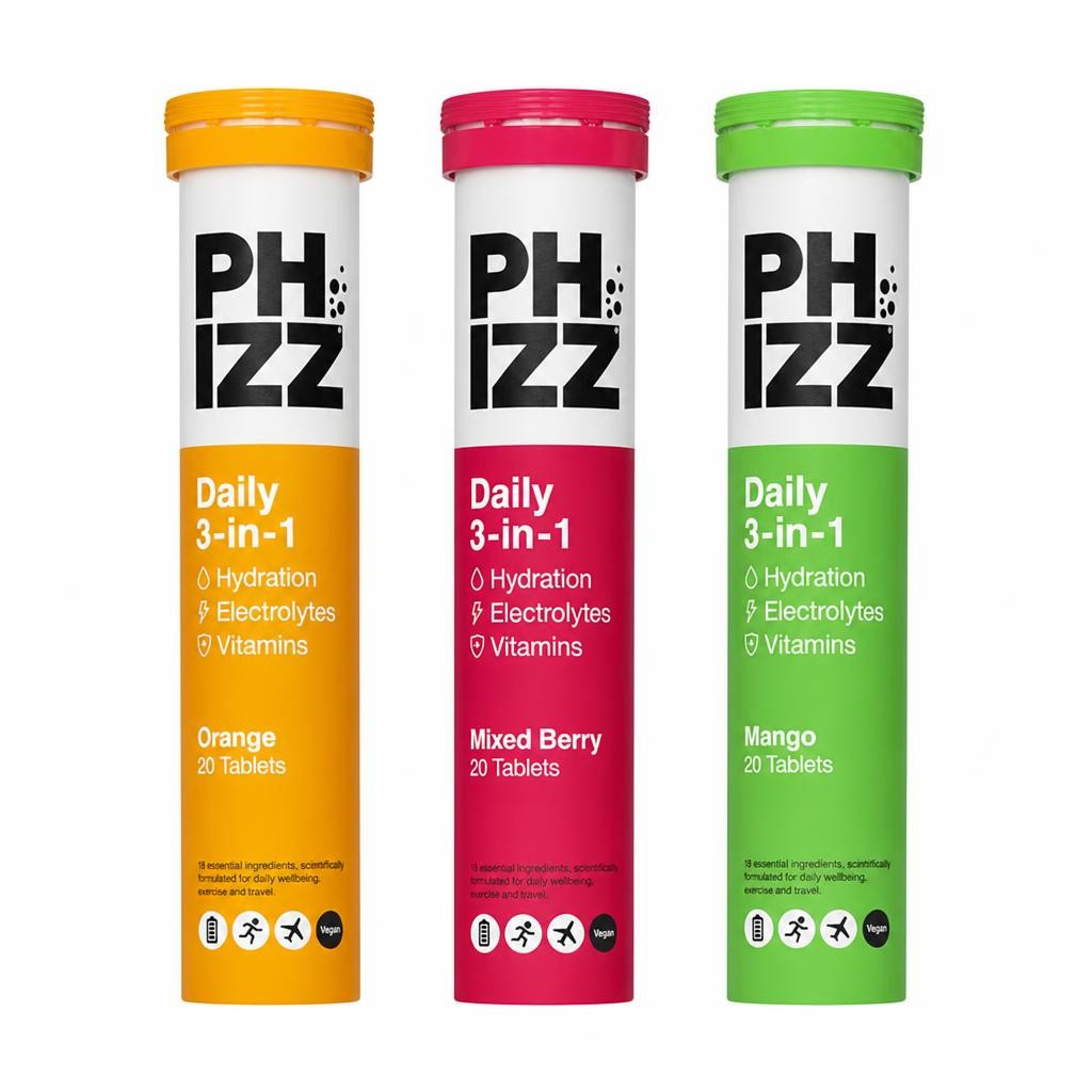 Phizz 3-in-1 Variety Pack 2 Hydration, Electrolytes and Vitamins Effervescent (60 Tablets)