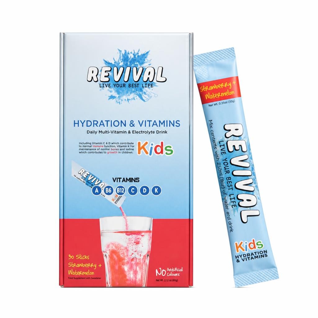 Revival KIDS - Daily Multi-Vitamin & Electrolyte Drink - Strawberry & Watermelon 30 pack