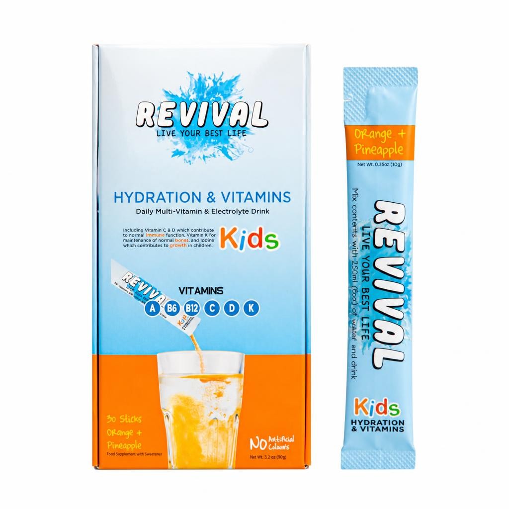 Revival KIDS - Daily Multi-Vitamin & Electrolyte Drink - Orange & Pineapple 30 pack