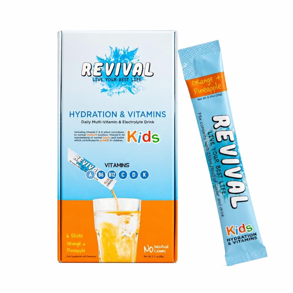 Revival KIDS - Daily Multi-Vitamin & Electrolyte Drink - Orange & Pineapple 6 pack