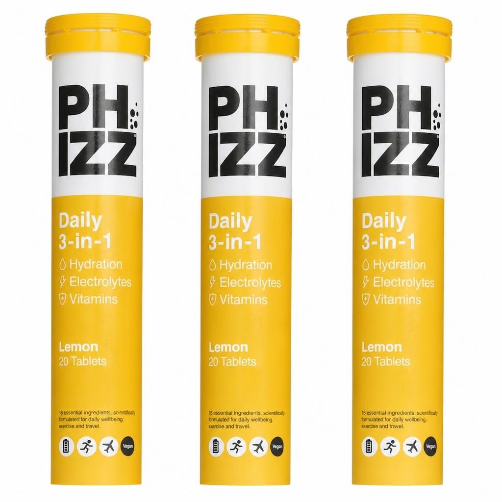 Phizz Lemon 3-in-1 Hydration, Electrolytes and Vitamins Effervescent (60 Tablets)