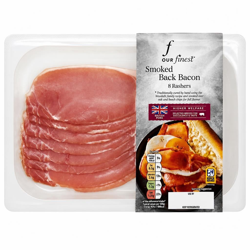 Tesco Finest Smoked Dry Cure Back Bacon 8 Pack 240G