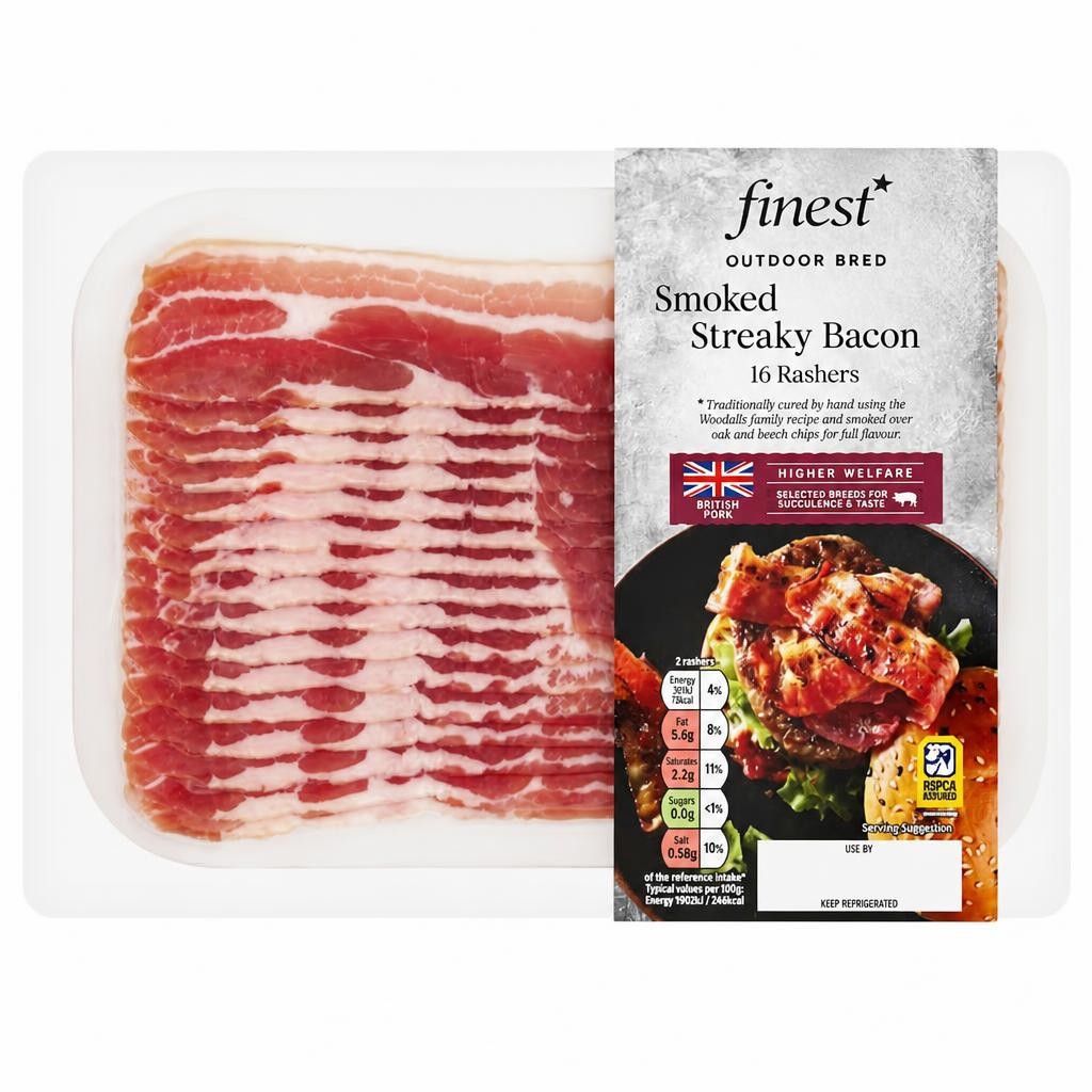 Tesco Finest Smoked Dry Cure Streaky Bacon 240G