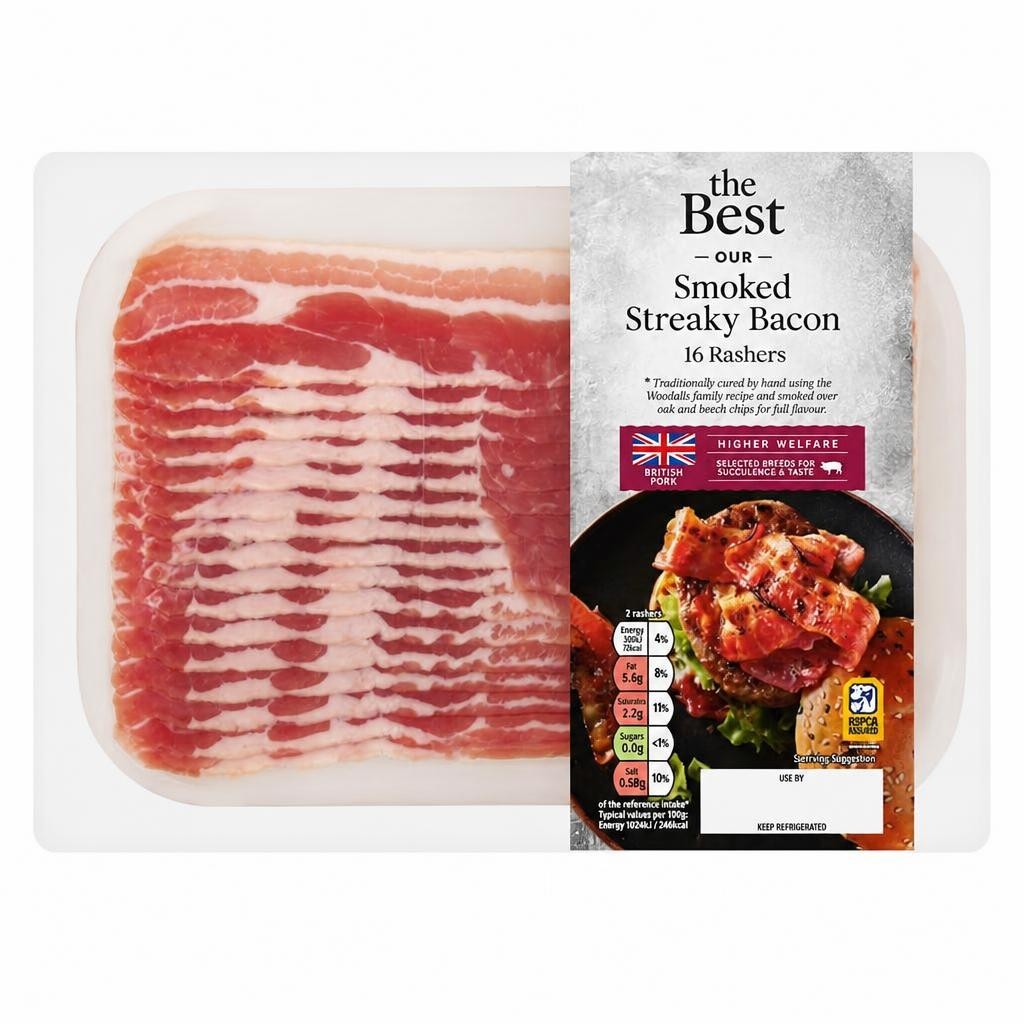Tesco Finest Smoked Dry Cure Streaky Bacon 240G