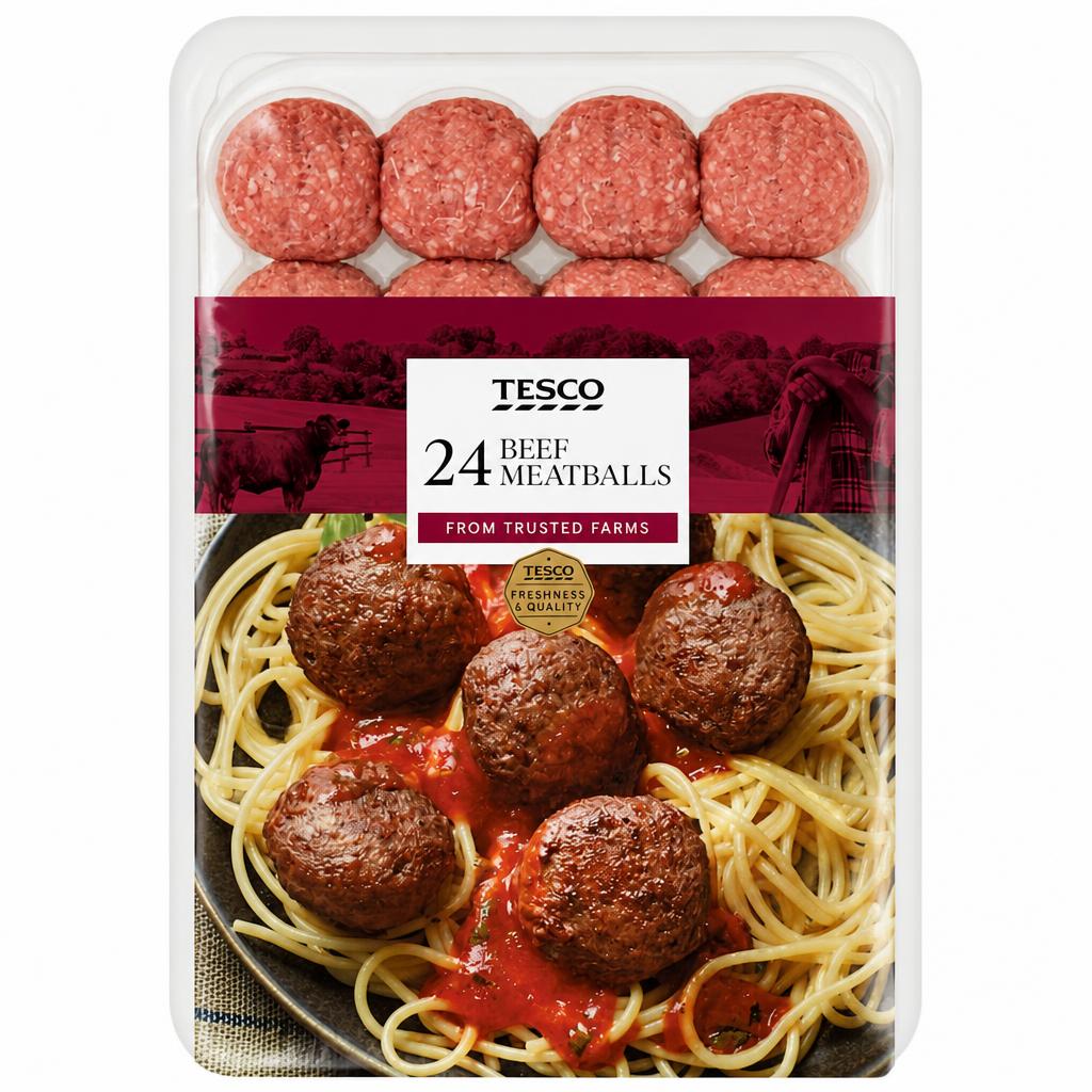 Tesco Beef Meatballs 24 Pack 672g