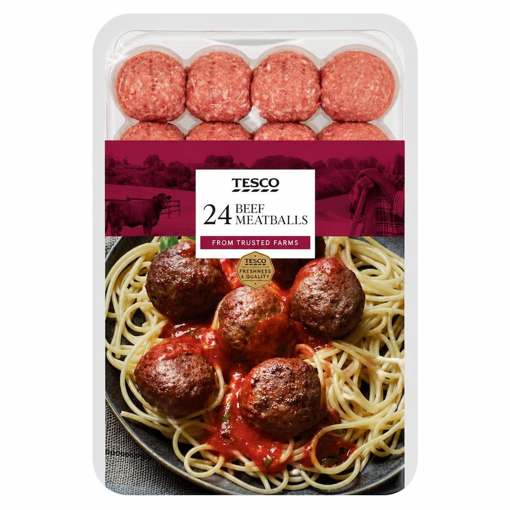Tesco Beef Meatballs 24 Pack 672g