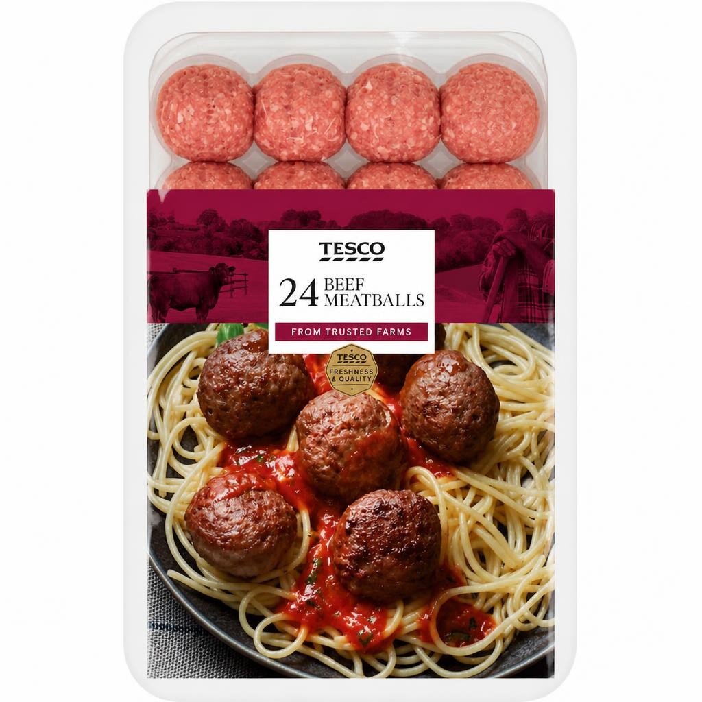 Tesco Beef Meatballs 24 Pack 672g