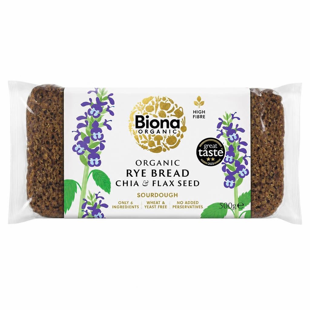 Biona Organic Rye Bread Chia & Flax 500g