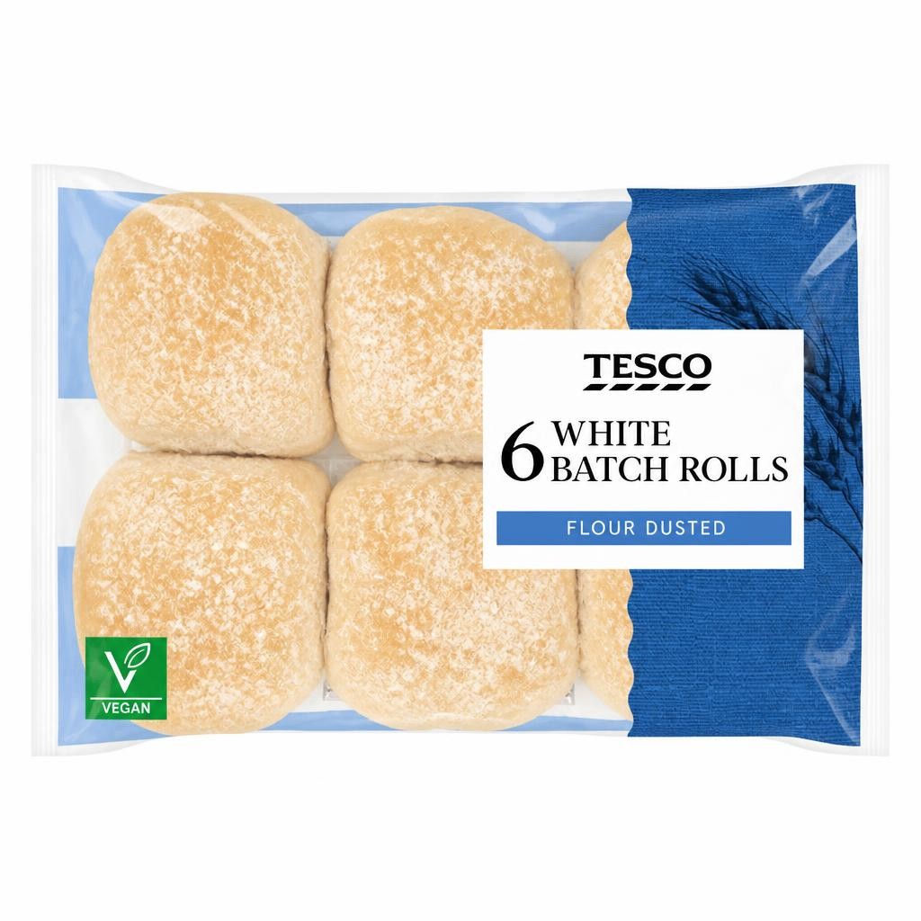Tesco White Batch Rolls 6 Pack