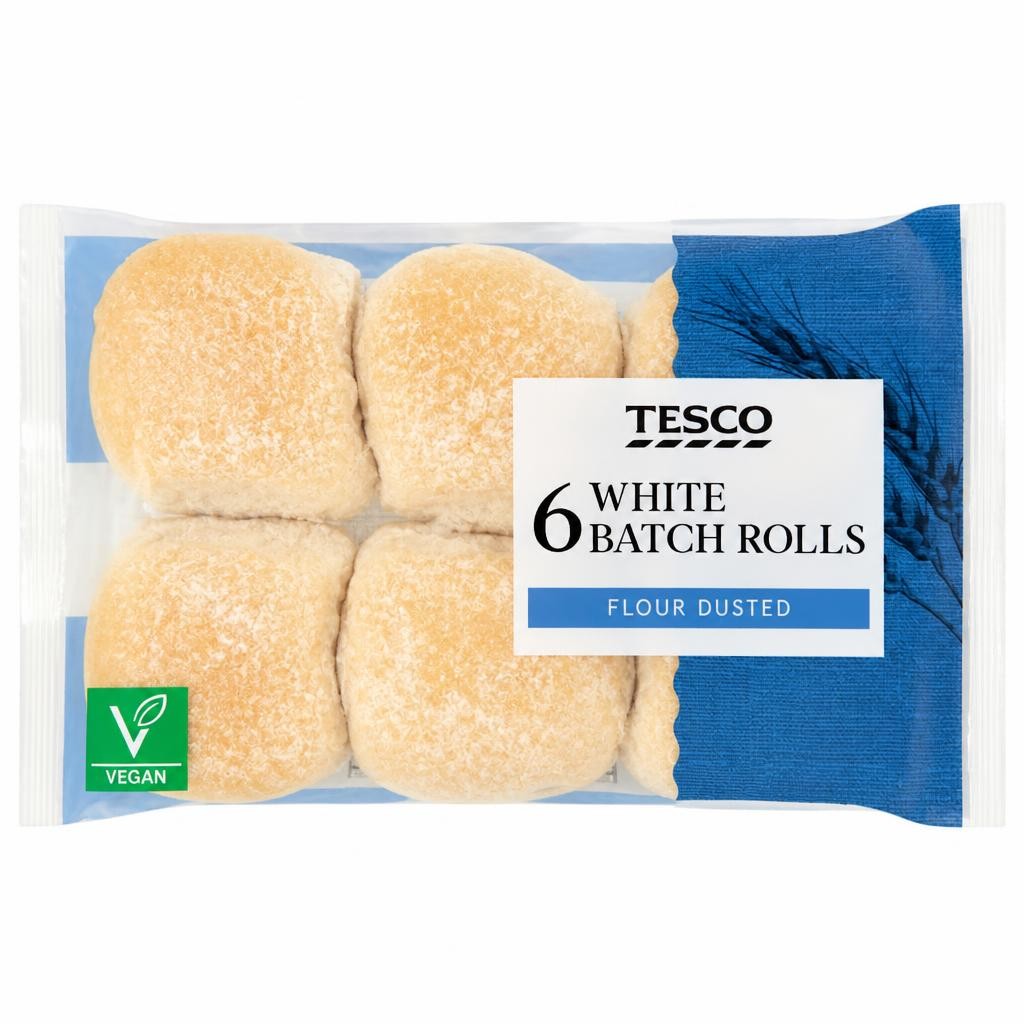 Tesco White Batch Rolls 6 Pack