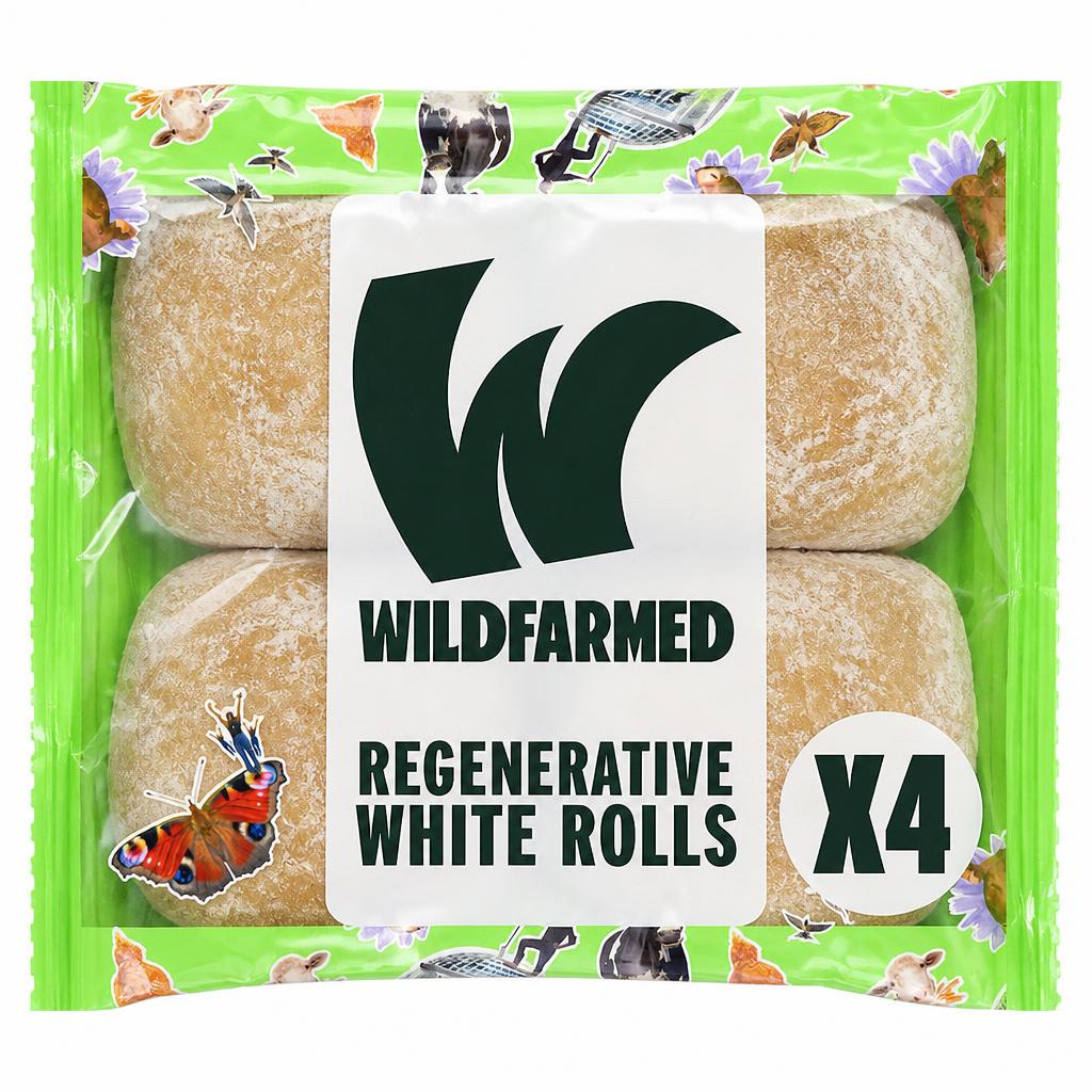 Wildfarmed 4 White Bread Rolls 276g