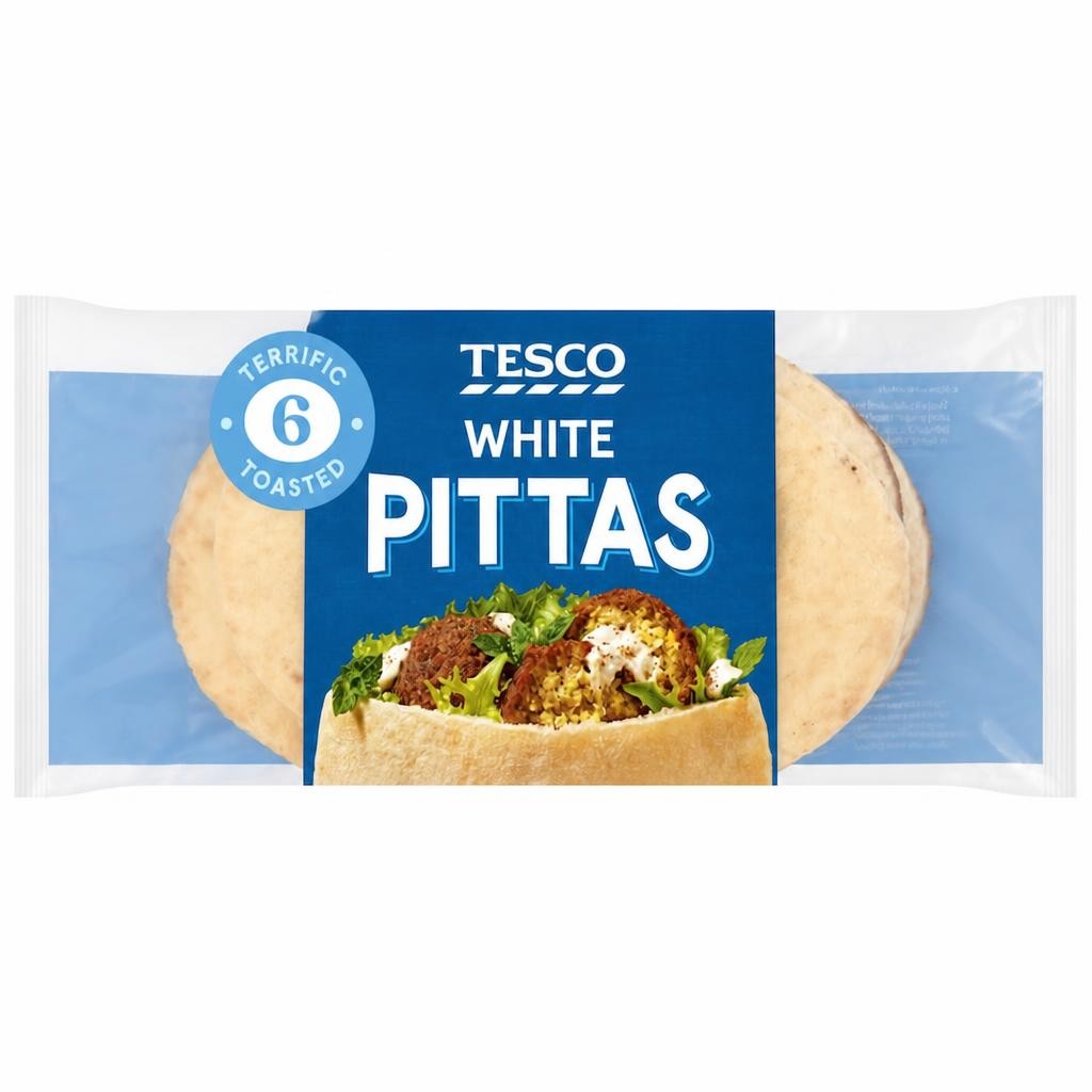 Tesco White Plain Pitta Bread 6 Pack